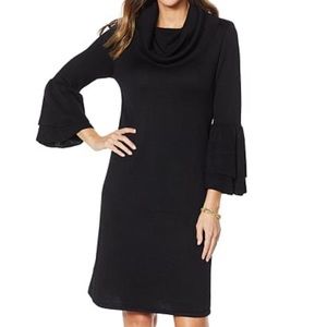 NWT Nina Leonard Black Bell Sleeve Sweater Dress